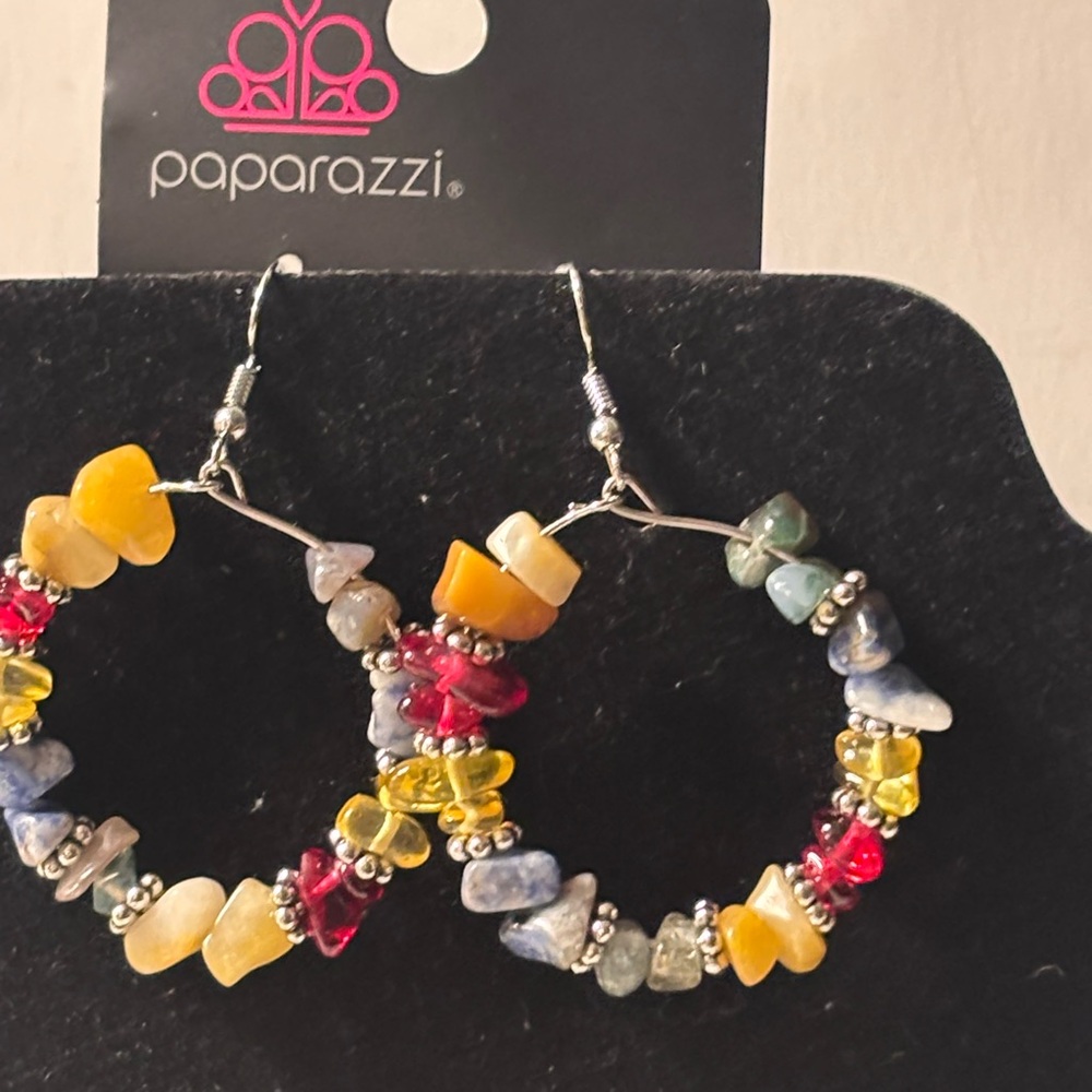 Paparazzi Vibrant Beaded Hoop Earrings - Picture 2 of 2